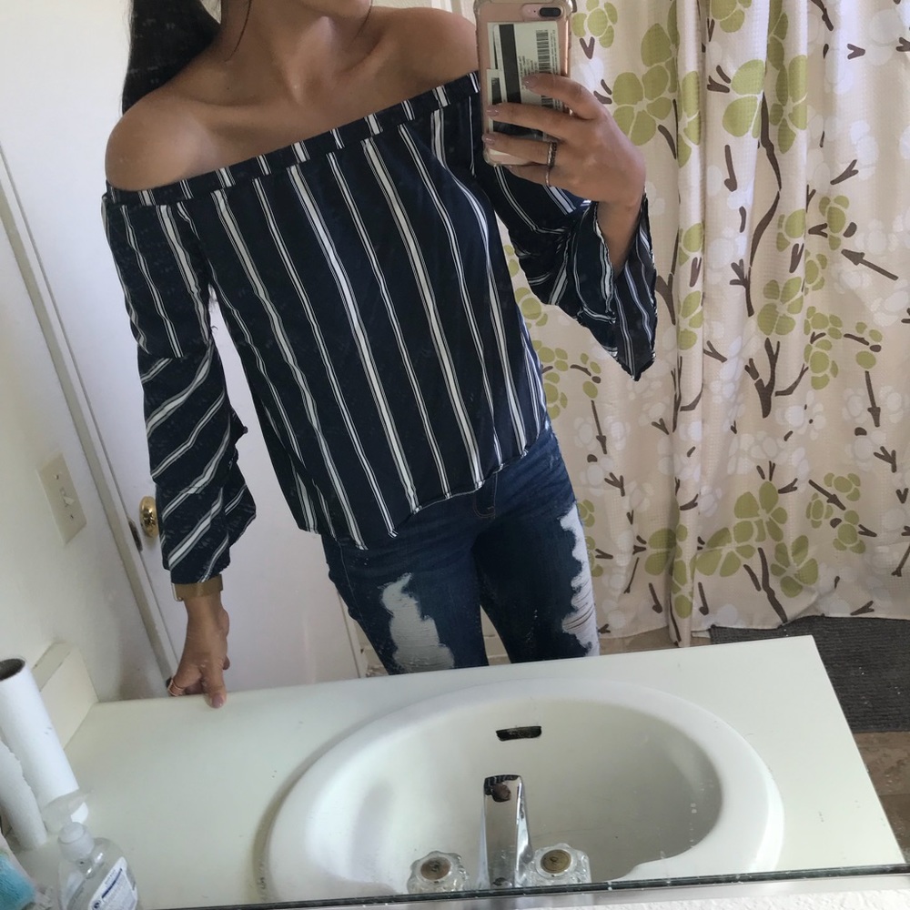 Blue off shoulder top